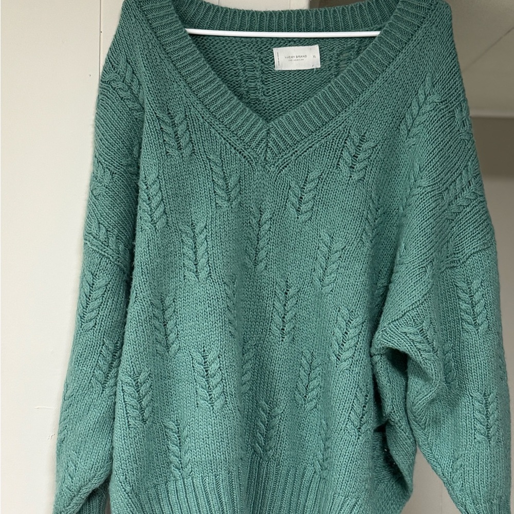 Lucky Brand Chunky Knit Teal Sweater
